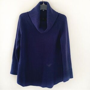 NWT Elena Wang Cowl Neck Indigo Sweater Sz L